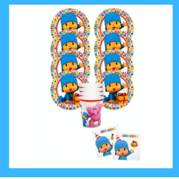 Pocoyo Birthday Tableware Set - 16 Cups, 16 Plates, 20 Napkins - Perfect for Your Little One's Big Day!
