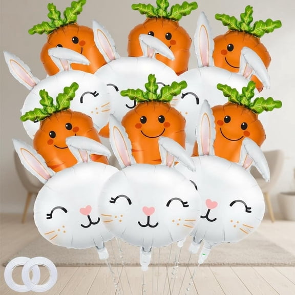 Easter Bunny Balloons Rabbit Foil Balloons for Spring Birthday Party Party Decorations (Bunny Carrot)
