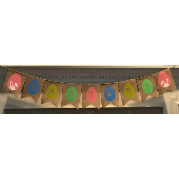 Easter Bunny Banner Egg Garland - Easter Bunny Decor Easter Garland - Easter Decorations for the Home - Easter Egg Garland