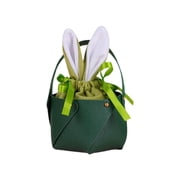 Easter Bunny Basket Bags Bulk, Rabbit Ear Velvet Drawstring Candy Bags - PU Basket Buckets for Kids Egg , Candy Party Supplies, Toy Storage & Easter Decoration
