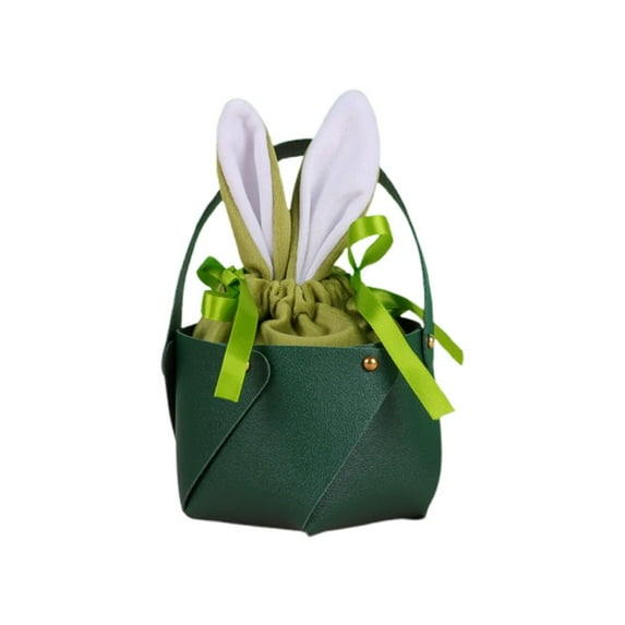Easter Bunny Basket Bags Bulk, Rabbit Ear Velvet Drawstring Candy Bags - PU Basket Buckets for Kids Egg , Candy Party Supplies, Toy Storage & Easter Decoration