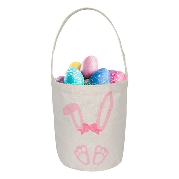 Easter Bunny Basket Bags Carrying Gift and Eggs Hunt Bag,Rabbit Canvas Toys Bucket Tote