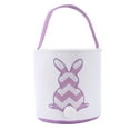 thumbnail image 1 of Easter Bunny Basket Bags for Kids, Sequin Rabbit Pattern Egg Basket Hunt Bags Personalized Canvas Cotton Bucket with Fluffy Tail for Easter Eggs, Candy, Gift, 1 of 7