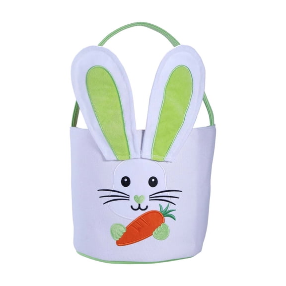 Easter Bunny Basket Decoration, Canvas Storage Basket, Picnic Basket, With Handle, For Kids To Hold Easter Eggs, Candy, Gifts & Storage, Green Pink Purple Blue For Choose