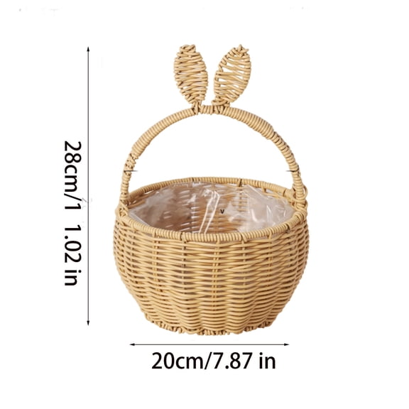Easter Bunny Basket, Handmade Rope Wall Basket, Hanging Storage Bag for Toys Flowers, Nursery Home Decor Organization(Beige)