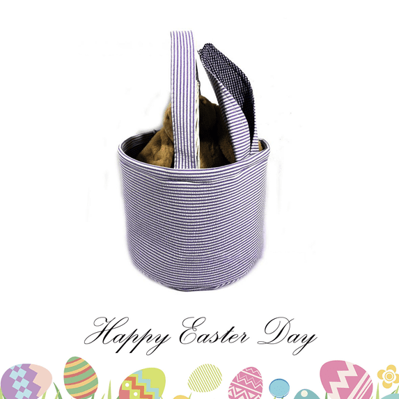 Easter Bunny Basket for Kids, Cute Easter Basket with Rabbit Ears and Handle, Egg Hunting Basket & Easter Bucket Bags for Candy Gifts Storage Purple Purple