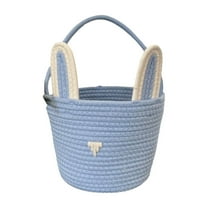Easter Bunny Basket for Kids, Rabbit Ear Egg Bucket, 9.5" x 6.3" x 6.3" Portable Tote for Candy Storage, Easter Party Decor, and First Easter Gifts for Boys & Girls