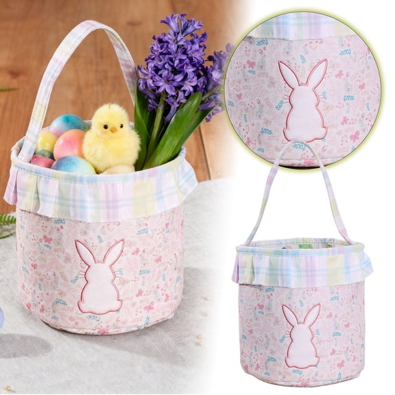 Easter Bunny Basket for Kids Small Easter Basket for Girls Easter Egg Baskets Bags Easter Gifts Basket Bunny Shaped Home and Holiday Storage with Handles Children Easter Party Supplies