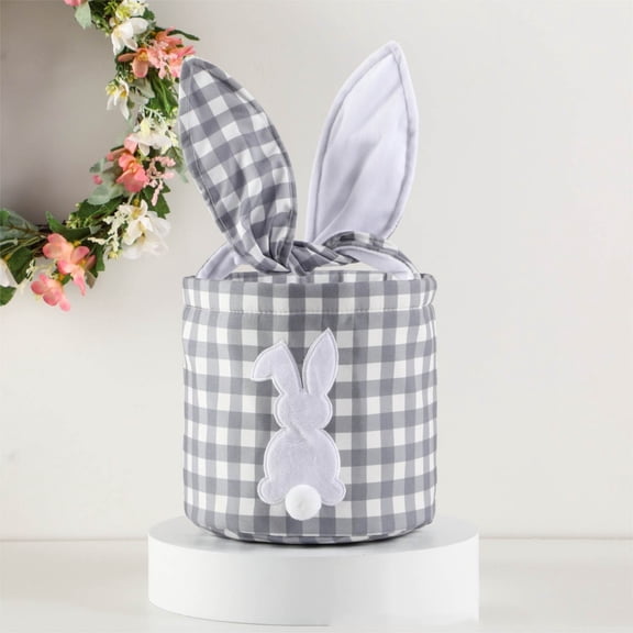 Easter Bunny Basket, Personalized Easter Basket, Cute Easter Bucket Bags with Rabbit Ears for Easter Eggs Hunting, Birthday Party Decorations Supplies