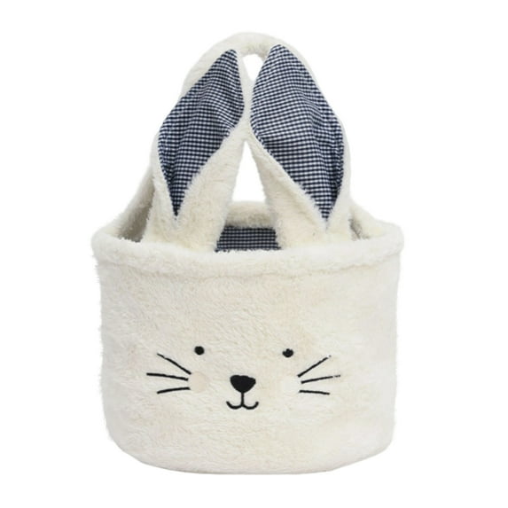 Easter Bunny Basket Plush Easter Bunny Tote Bags Cute Rabbit Design Personalized Easter Bucket for Kids Carrying Gift and Eggs