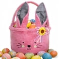 thumbnail image 1 of Easter Bunny Basket Plush White Tote Bag, Easter Egg Hand-held Basket Bucket Candy Gift Bag Bunny Storage Bag, Cute Bunny Design Personalized Easter Bucket for Kids Carrying Gift and Eggs, 1 of 14