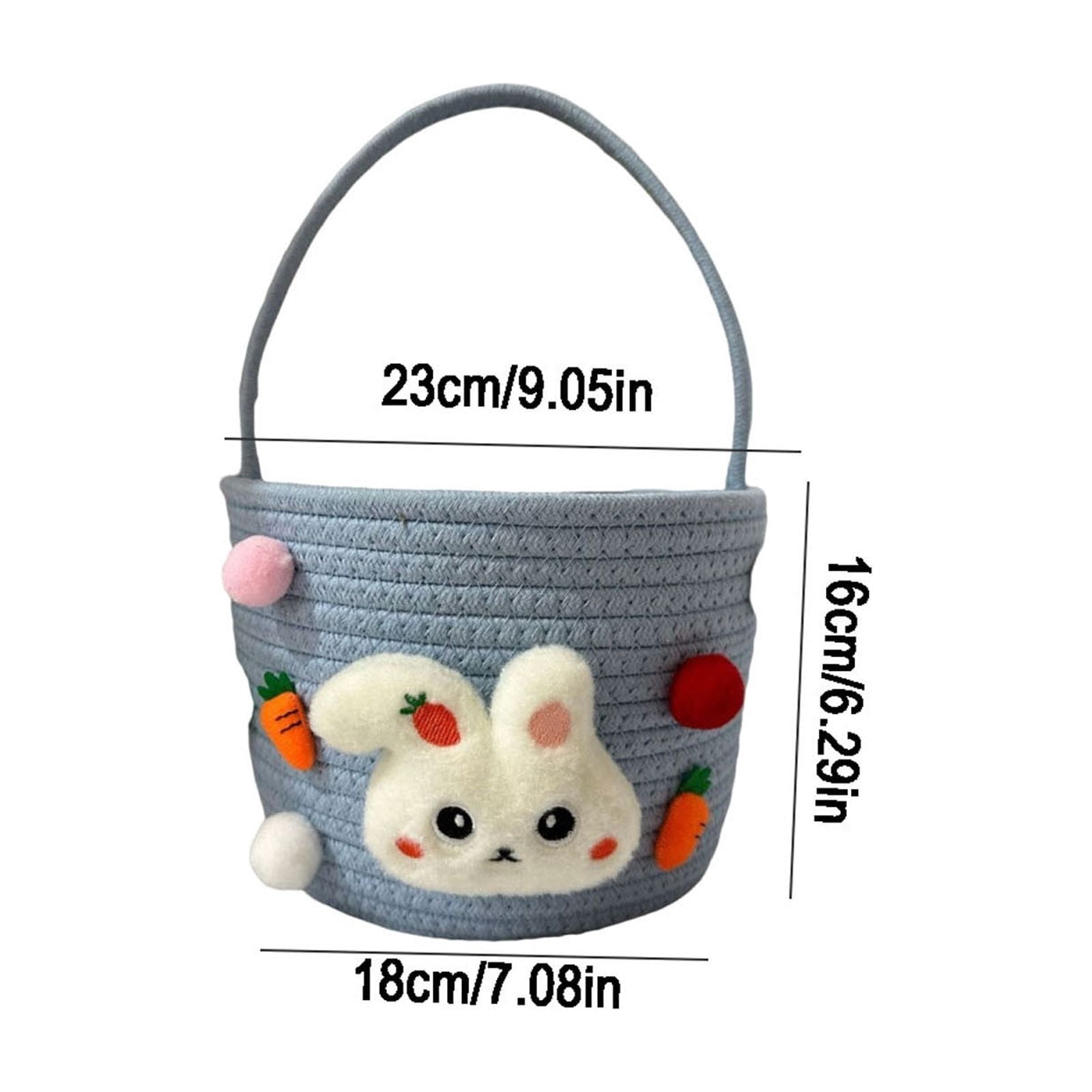 Easter Bunny Basket for Egg Hunt Storage, Decorative Table Centerpiece with Handle, Woven Organizer for Candy Snacks and Home Decor