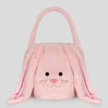 Easter Bunny Baskets for Kids Long Plush Ear Decorations Bags for Gifts Candy Storage