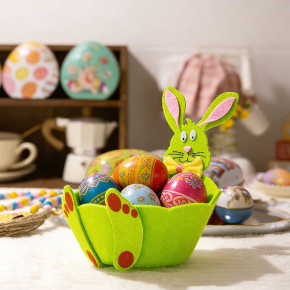 Easter Bunny Baskets with Rabbits Ears Easter Desktop Decor Storage Basket for Candy Party Props