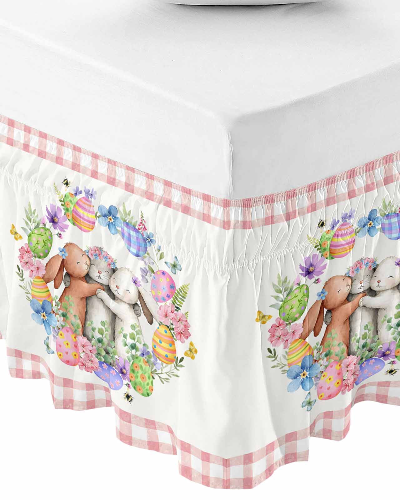 Easter Bunny Bed Skirt Cal King 18 Inch Drop, Wrap Around Bed Skirts ...