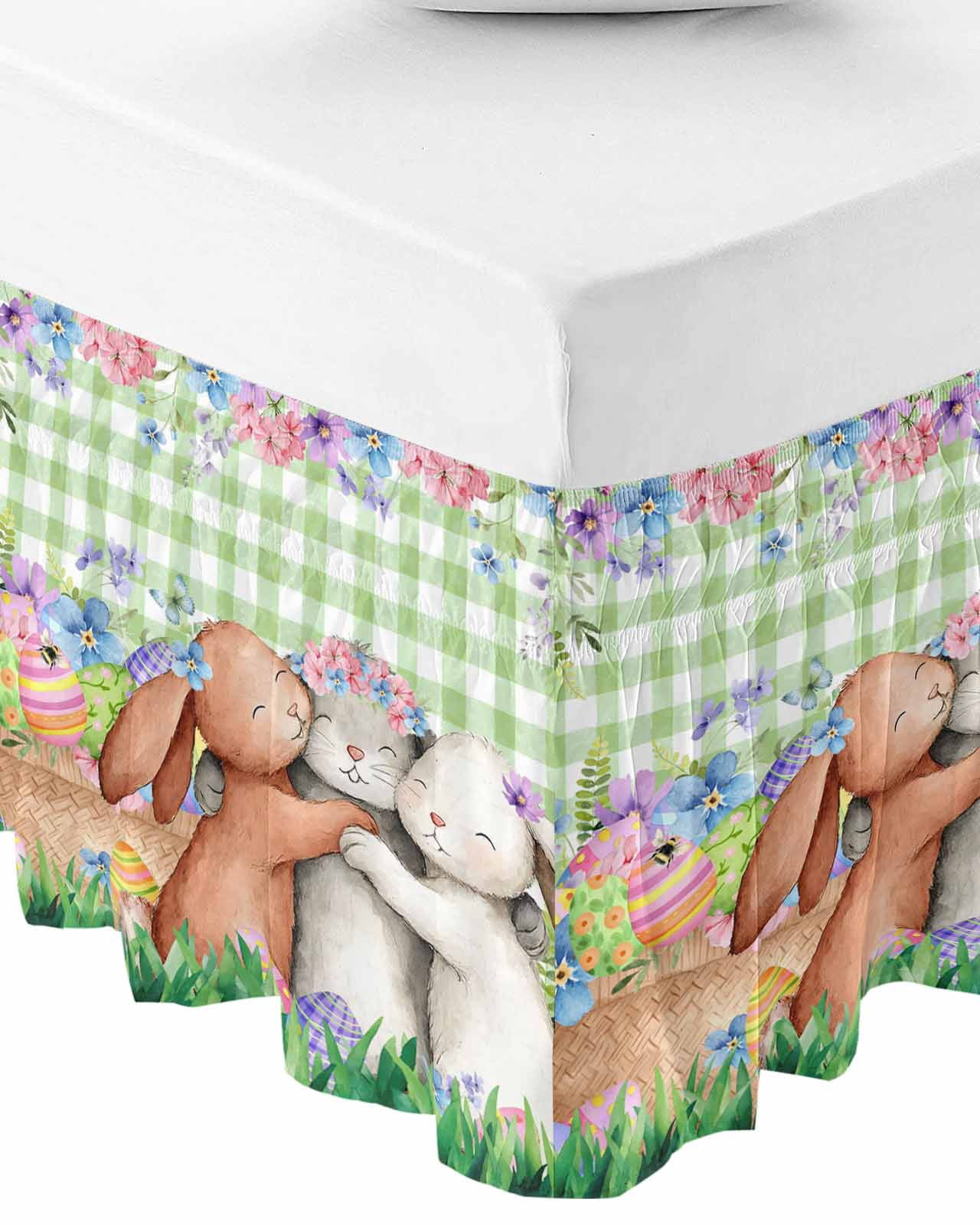 Easter Bunny Bed Skirt Cal King 18 Inch Drop, Wrap Around Bed Skirts ...