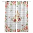 thumbnail image 1 of Easter Bunny Black Out Curtains 84 Inch Long for Living Room, Spring Watercolor Pink Flower Grey Plaid Blackout Curtain Shade Thermal Insulated Window Curtains Grommet Drapes 42"x84" 2 Panels, 1 of 8