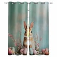 thumbnail image 1 of Easter Bunny Blackout Curtains for Bedroom, Colorful Eggs Rabbits Spring Daisy Flowers Thermal Insulated Kitchen Drapes with Grommets, Light Blocking Window Treatment, 2 Panels 42" x 63", 1 of 7