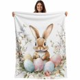 thumbnail image 1 of Easter Bunny Blanket Soft Cozy Warm Throw Blanket for Couch, Plush Fuzzy Flannel Fleece Blankets for Sofa, Botanical Garden Florals Colorful Eggs Bed Blankets Lightweight Gifts for Women, 50"x80", 1 of 9