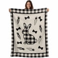 thumbnail image 1 of Easter Bunny Blanket Soft Cozy Warm Throw Blanket for Couch, Plush Fuzzy Flannel Fleece Blankets for Sofa, Srping Abstract Bunnies Carrot Bow Silhouettes Bed Blankets Gifts for Men, 40"x60", 1 of 9