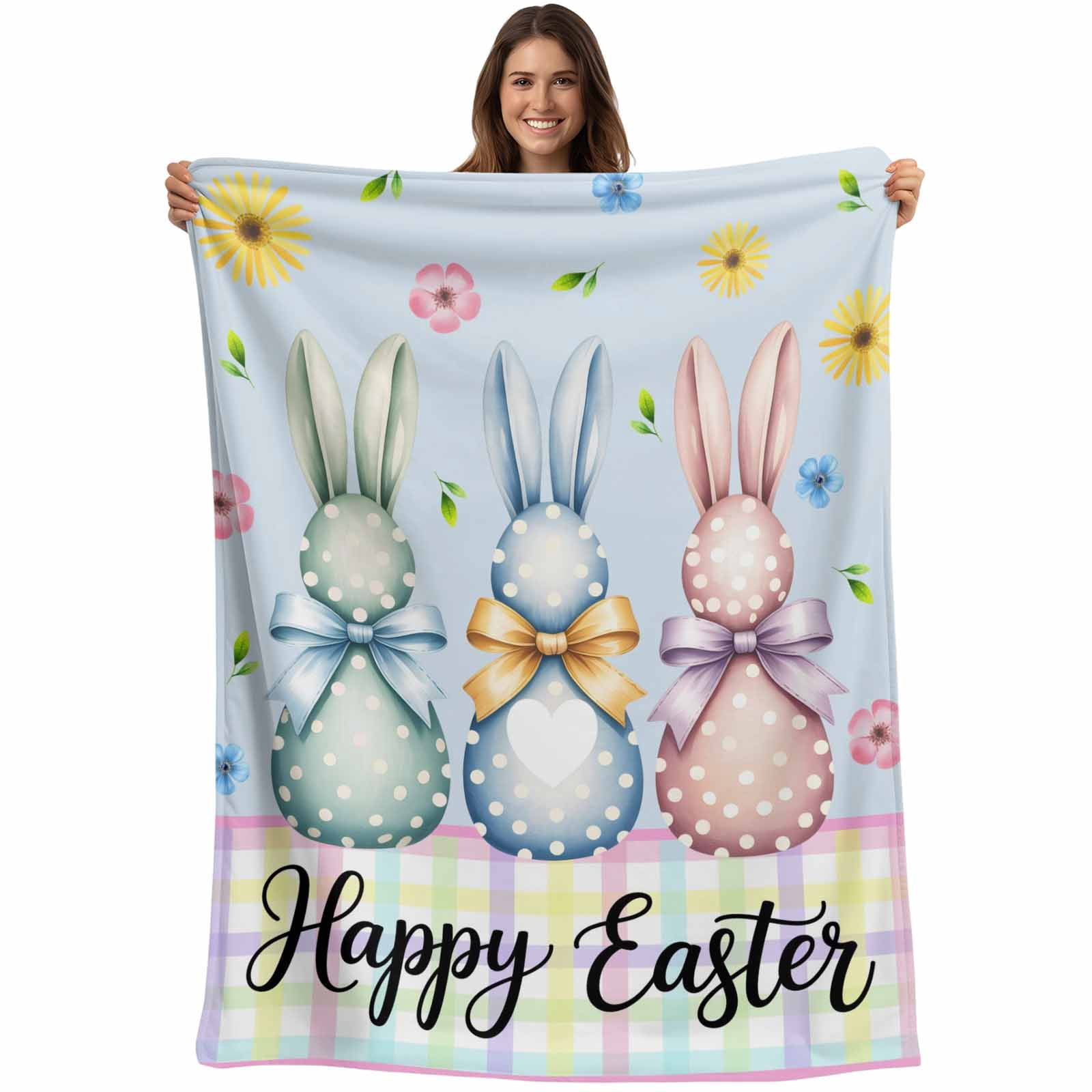 Easter Bunny Blanket Soft Cozy Warm Twin Blanket for Bed, Plush Fuzzy ...