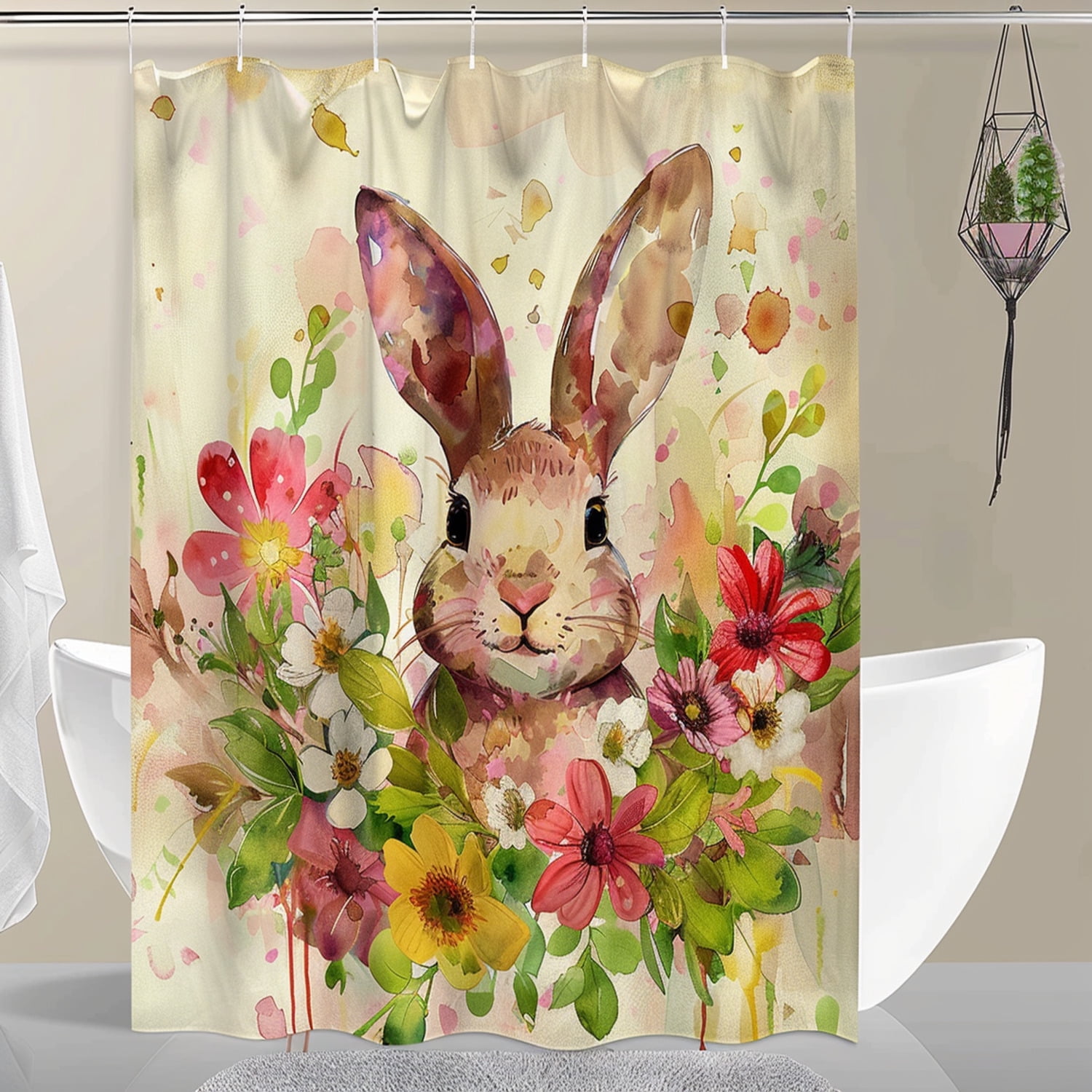 Easter Bunny Bliss Bathroom Set Whimsical Floral Design Thomas Kinkade ...