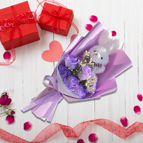 Easter Bunny Bouquet Plush Bouquet Roses Flower Artificial Floral Arrangements for 2026 Easter Decor Wedding Party Favors