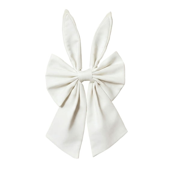 Easter Bunny Bow Decoration 15.7in Polyester Semi Dull Fabric Party Hanging Decor for Door Wall Wreath Accent, 7.8in Wide Rabbit Ear Bow for Spring Celebration