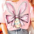 thumbnail image 1 of Easter Bunny Bow T-Shirt, Coquette Egg and Bunny Ears Tee, Cute Pastel Easter Day Shirt, Girly Spring Holiday Graphic T-Shirt, 1 of 5