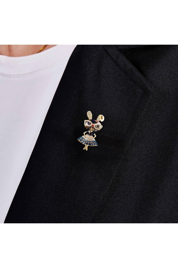 Home Easter Bunny Brooch Fashion Rhinestone Diamond Pin 2.6 Inch Alloy Coat Accessory for Women Party Outfit Spring Jewelry