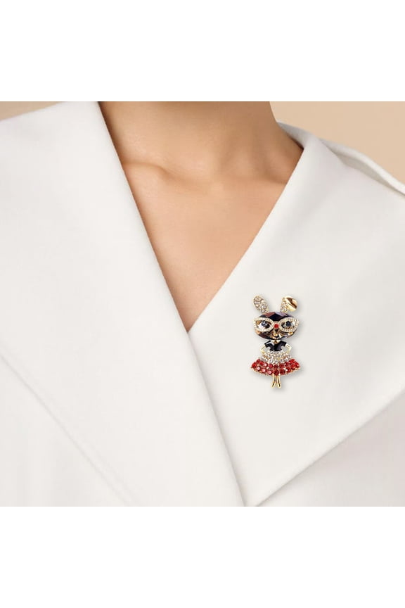 Home Easter Bunny Brooch Fashion Rhinestone Diamond Pin 2.6 Inch Alloy Coat Accessory for Women Party Outfit Spring Jewelry