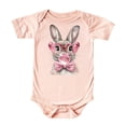 thumbnail image 1 of Easter Bunny Bubble Gum Bodysuit for Baby Girls Spring Holiday Cute Rabbit with Glasses Toddler One-Piece Peach Bodysuit 18 Months, 1 of 3