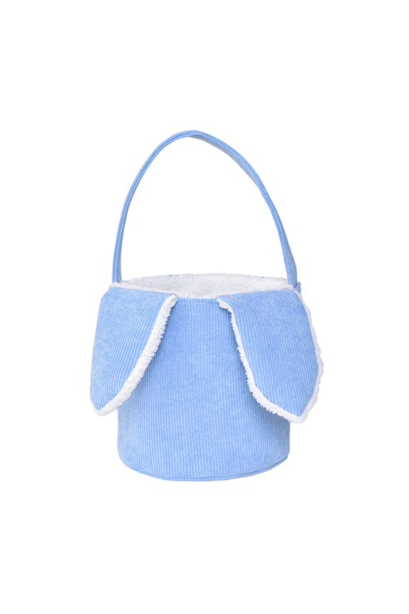 Corduroy Polyester Easter Bunny Bucket Bag, Rabbit Ears Candy Storage Bag, Roomy for Kids Egg Holiday Toy Storage