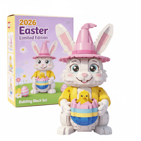 Easter Bunny Building Block Figurine Kit - Cute Rabbit with Chick & Egg Building Toy Set, Perfect Easter Gift for Holiday Decor & Family Activity