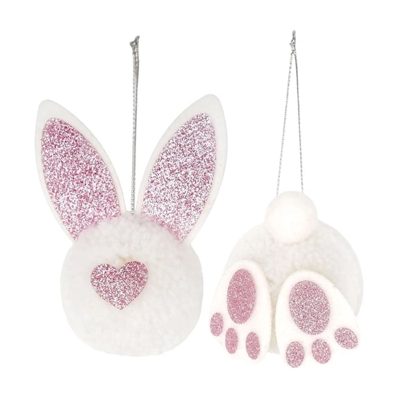 Easter Bunny Butt Ear Pendant, Cute Rabbit Butt Decor with Fluffy Ears, Home Party Decoration, Easter Ornament, White