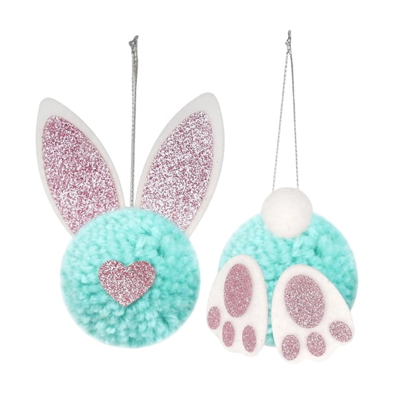 Easter Bunny Butt Ear Pendant, Cute Rabbit Tail Ears Decor for Easter Party, Home Decoration, Holiday Ornament, Green