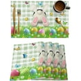 thumbnail image 1 of Easter Bunny Butt Placemats Set of 6, Washable Woven Burlap Cloth Fabric Placemat for Square/Rectangle/Round/Oval Dining Table, Easy Clean Place Mats for Toddlers, Kids Green Buffalo Plaid Eggs Spring, 1 of 1