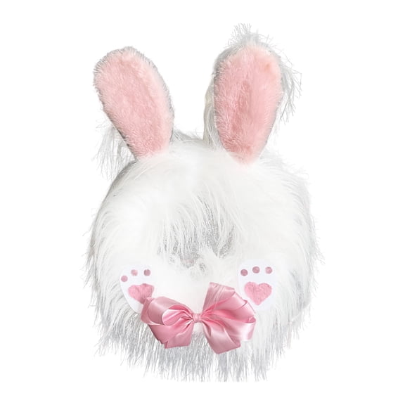 Easter Bunny Butt Wreath, Fun Spring Party Indoor Outdoor Decor Long Ears Bunny Tail Shape White Wreath Cute 3D Spring Add-On, Easter Bunny Wreath for Theme Party Hanging Decor