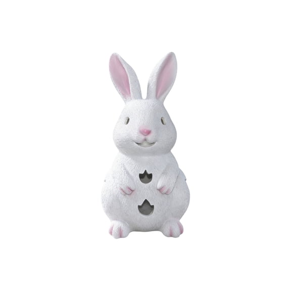 Easter Bunny Candle Holder, Glowing Resin Rabbit Statue with LED Light, Holiday, Home Garden Decor Ornament, Creative Tabletop Figurine Gift