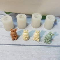 Aihimol Easter-Bunny Epoxy-Casting Mold Aroma-Candle Silicone Mold Cute Rabbit Resin Mold Non-Stick Washable-Mold Craft Tool Easter-Bunny Mold for Cake