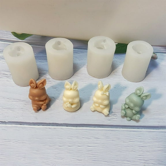 Aihimol Easter-Bunny Epoxy-Casting Mold Aroma-Candle Silicone Mold Cute Rabbit Resin Mold Non-Stick Washable-Mold Craft Tool Easter-Bunny Mold for Cake