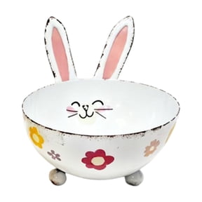 Easter Bunny Candy Bowl Easter Metal Rabbit Snack Dish for Cookie Fruit Dessert Spring Cute Serving Bowls for Livingroom Party Kitchen Decor