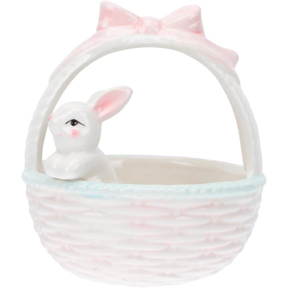 Easter Bunny Candy Dish: Ceramic Easter Bunny Basket Candy Bowl Fruit Bowls Key Holder Rabbit Ring Holder for Home Desktop Decoration