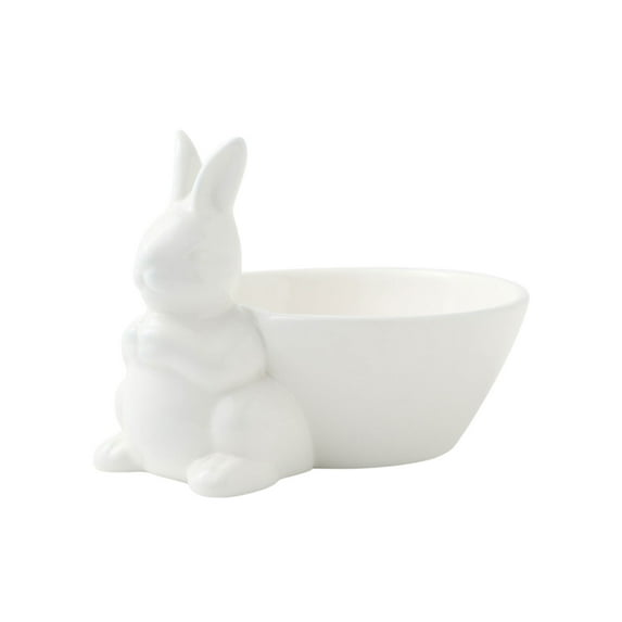 Easter Bunny Candy Dish Ceramic Easter Candy Bowl Snack Serving Bowl Large Capacity Fruit Salad Dessert Bowl Easter Bunny Home Decoration, 1Pcs (White)