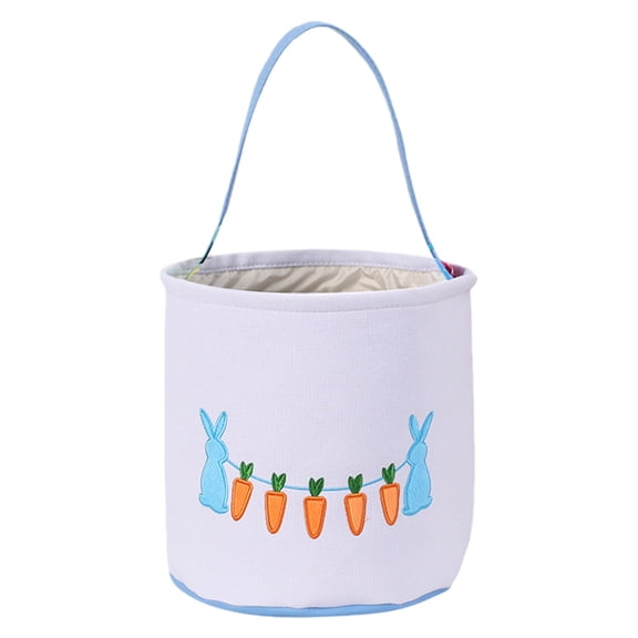 Easter Bunny Canvas Baskets with Cute Carrot Prints, Perfect for Egg Hunts, Home Decor, and Storage – Lightweight, Sturdy Handle