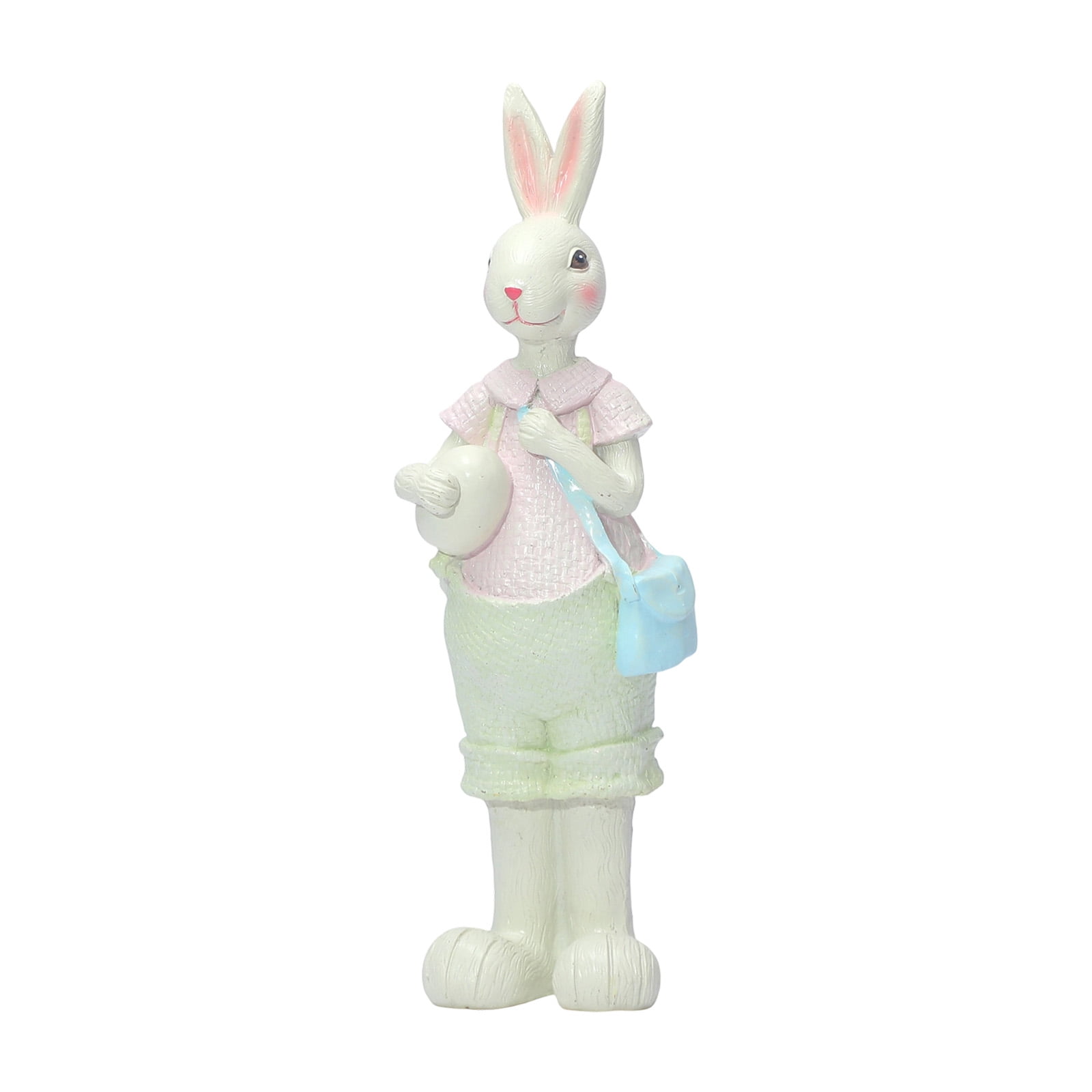 Easter Bunny Cartoon Sculpture, Large Cute Indoor and Outdoor Bunny Statue for Garden Patio, Spring Holiday Home Decor - Cyan Color