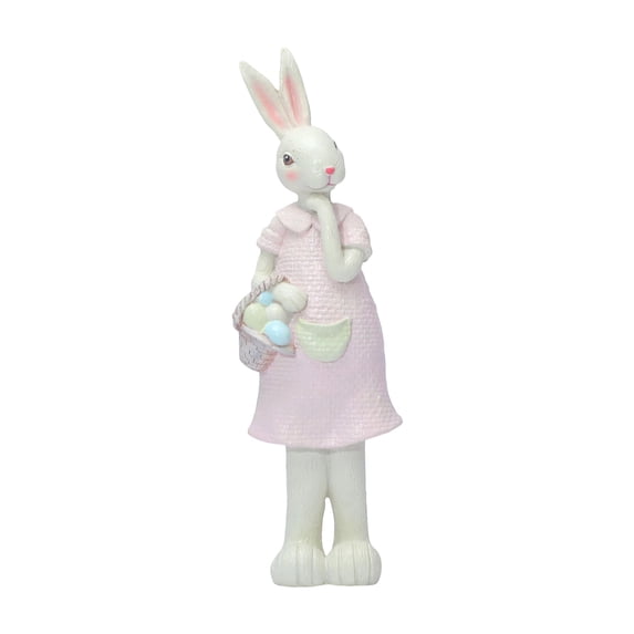 Easter Bunny Cartoon Sculpture, Large Cute Indoor and Outdoor Bunny Statue for Garden Patio, Spring Holiday Home Decor - Pink Color