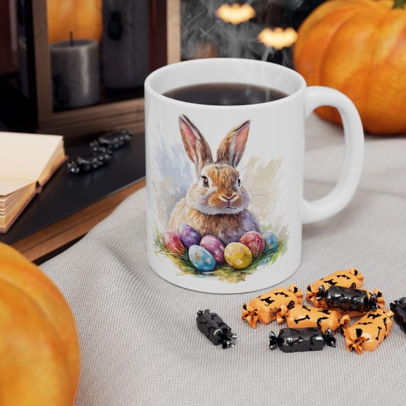 Easter Bunny Ceramic Coffee Mug, Spring H1oliday Drinkware