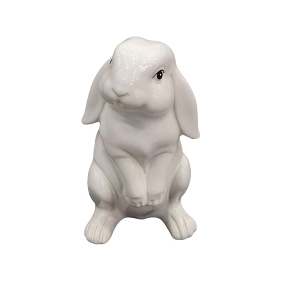 Easter Bunny Ceramic Decoration, Idyllic Rabbit Figurine for Living Room, Pastoral Style Home Ornament, Ceramic Bunny Gift for Spring, Small Animal Statue