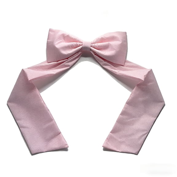 Large Pink Gingham Bow Easter Door Decoration, 48" Polyester Decorative Bow for Wedding Holiday Front Door, Wreath, Porch Spring Decor
